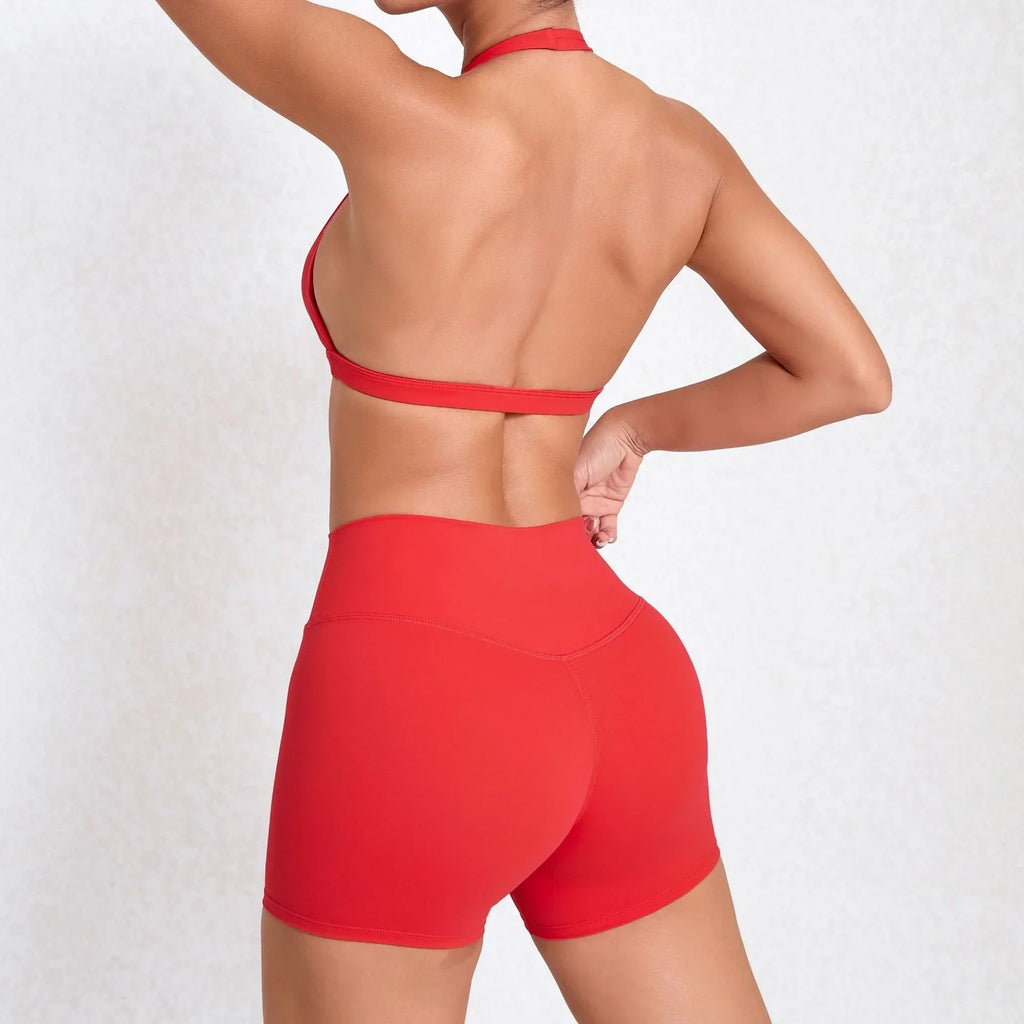 Women's Slim-Fit Crop Top & Shorts Set – Yoga, Gym & Activewear