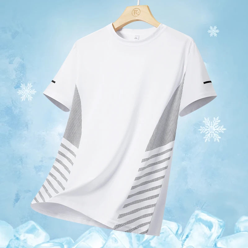 Men's Ice Silk Running T-Shirt – Quick-Dry Breathable Sports Tee (M–5XL)