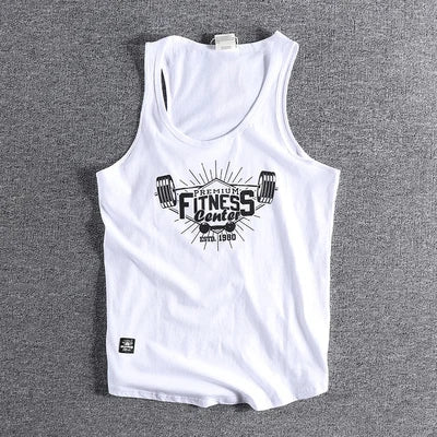 Men's Retro Print Washed Cotton Sleeveless Vest | Casual Sports Tank Top