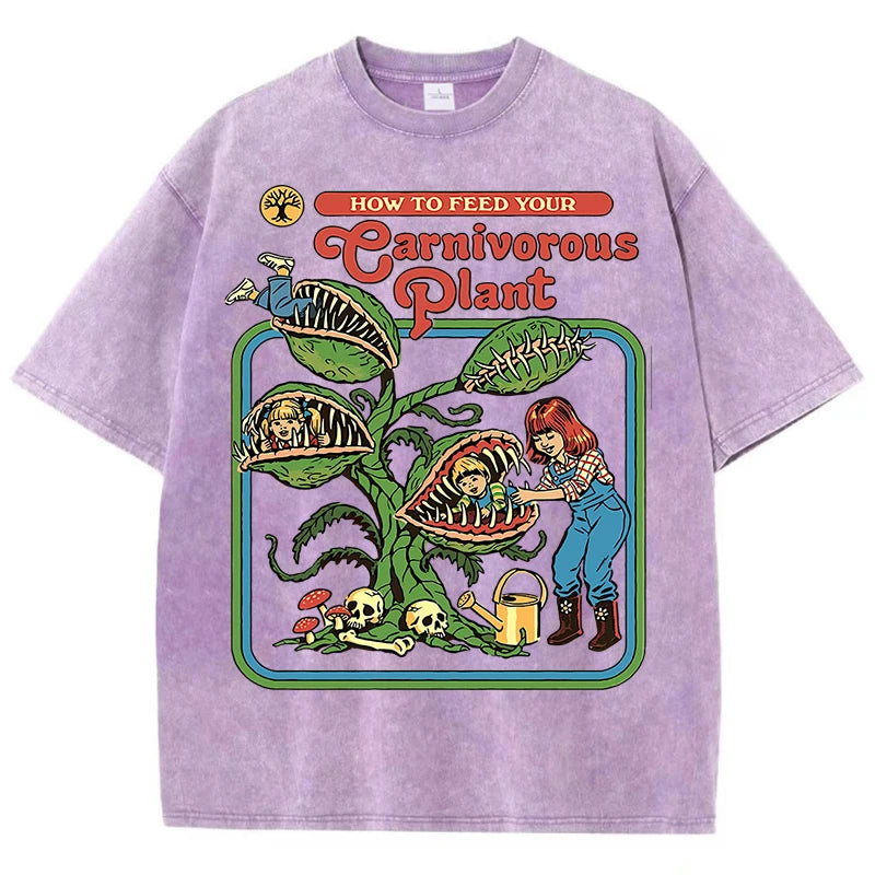 Men's Carnivorous Plant Graphic T-Shirt – Soft Cotton Casual Crewneck Short Sleeve