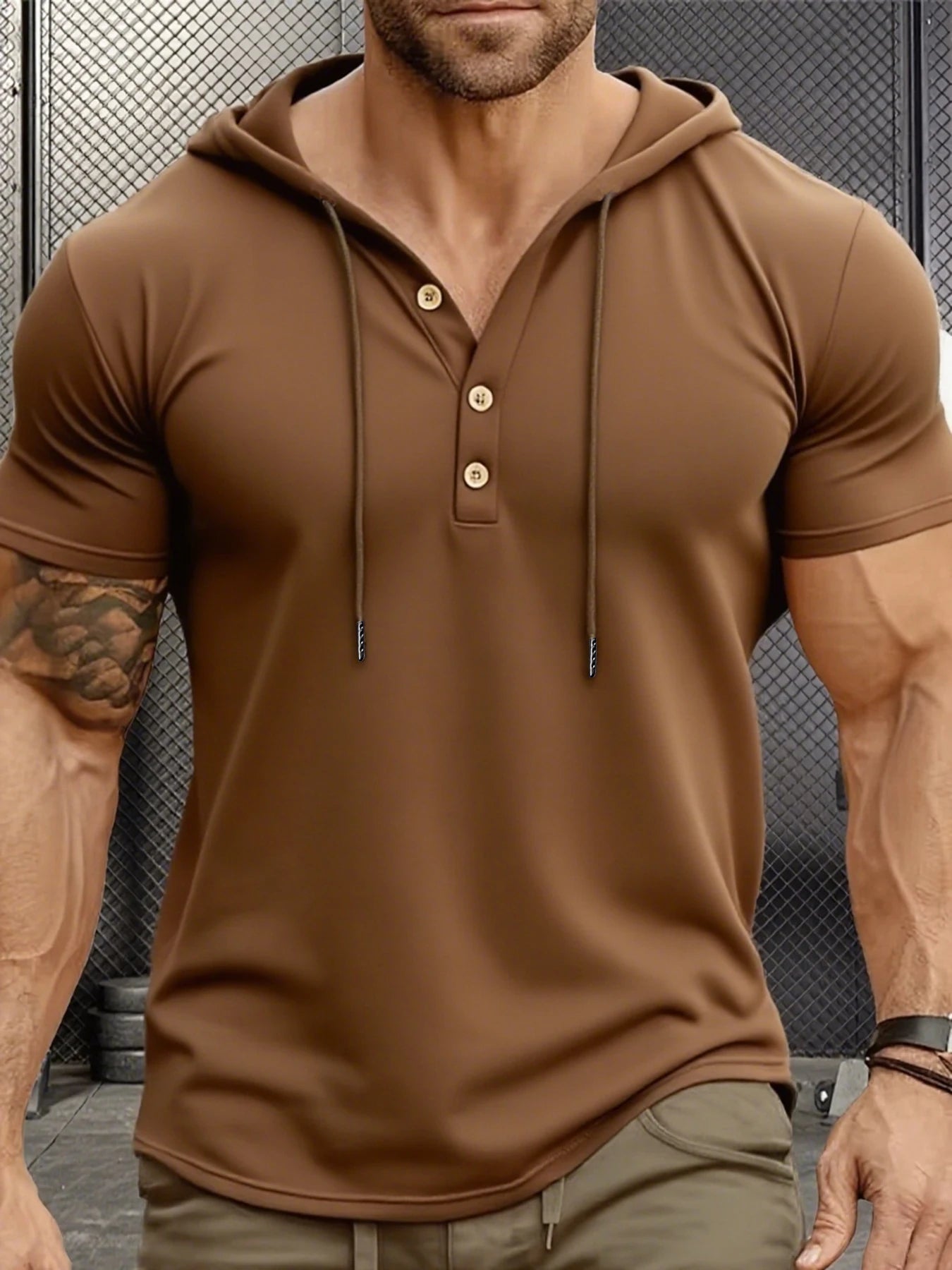 Men's Hooded Short-Sleeve Sports T-Shirt – Slim Fit Lightweight Gym Top