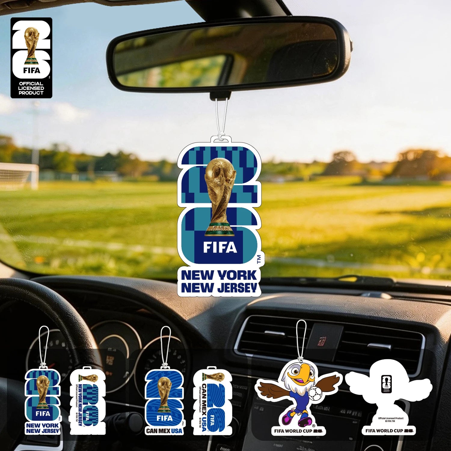 FIFA World Cup 2026 Car Air Freshener – Trophy, Mascot & Host City Designs | Long-Lasting Scent