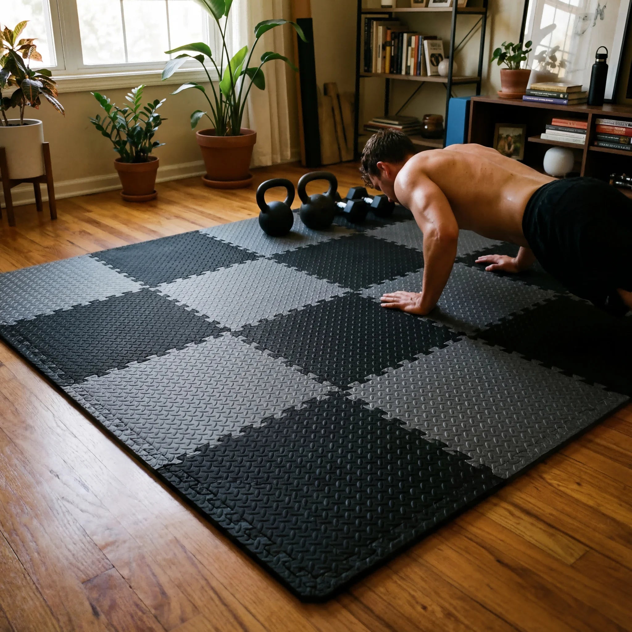 Interlocking Gym Floor Mat | Anti-Slip Rubber Exercise Tiles for Home Workout