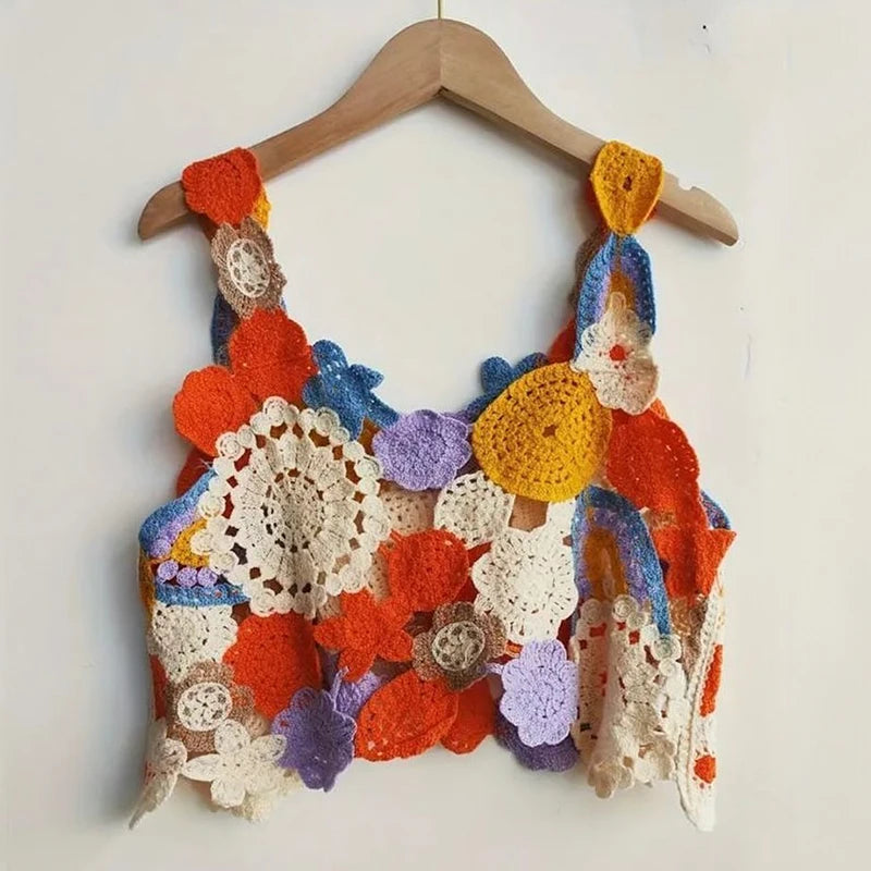 Floral Crochet Crop Tank Top – Fairycore Summer Knit