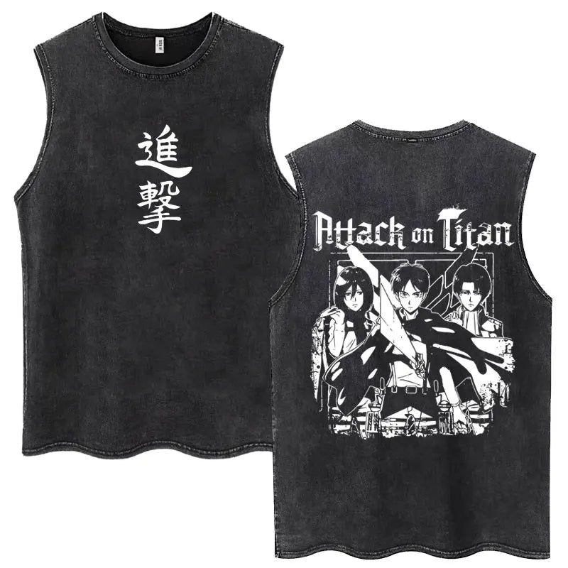 Attack on Titan Anime Tank Top – Mikasa & Eren Jaeger Sleeveless Tee (S–XXL)