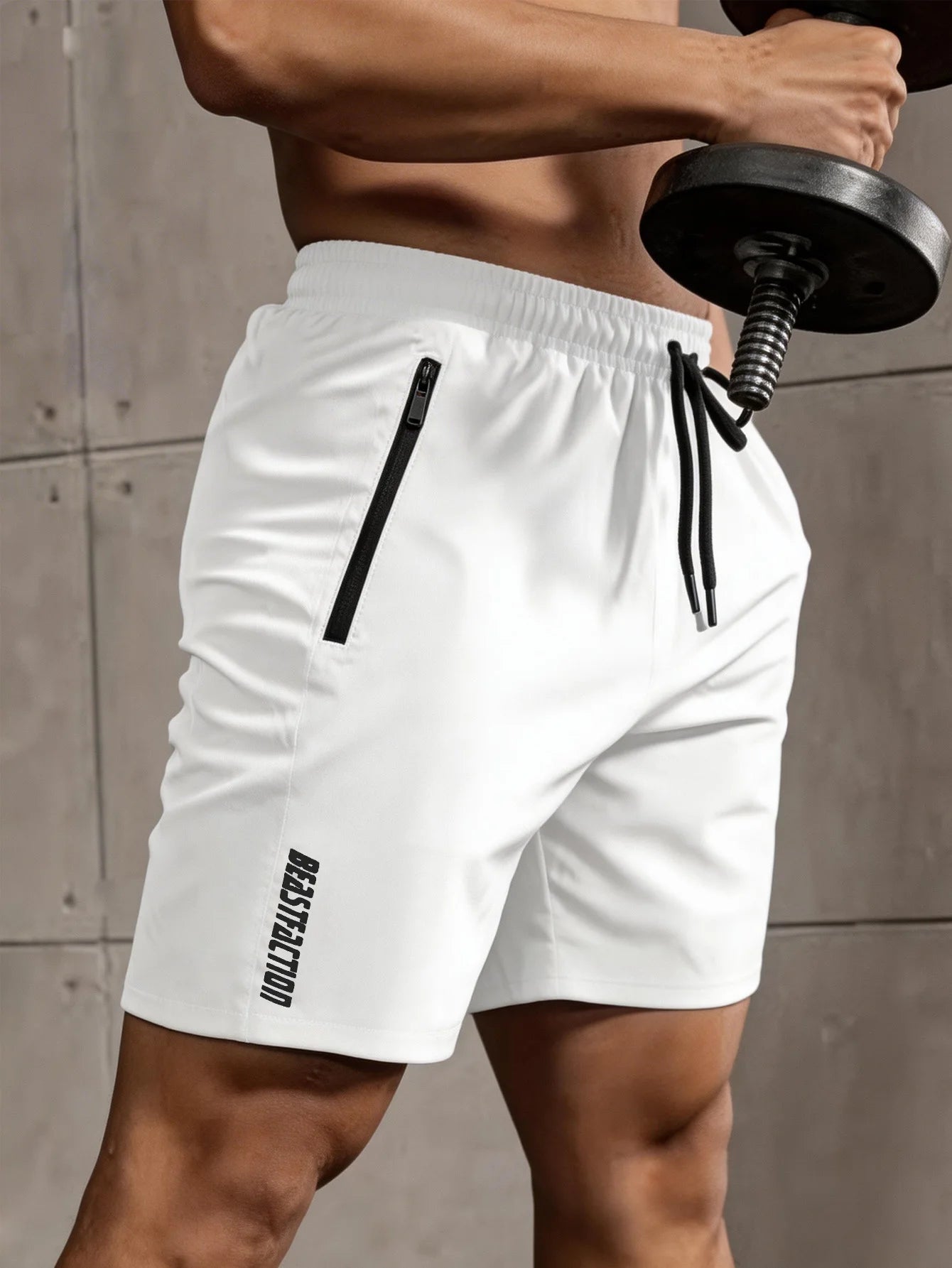 Men's Quick-Dry Athletic Shorts – Zipper Pockets, Drawstring & Breathable Fabric
