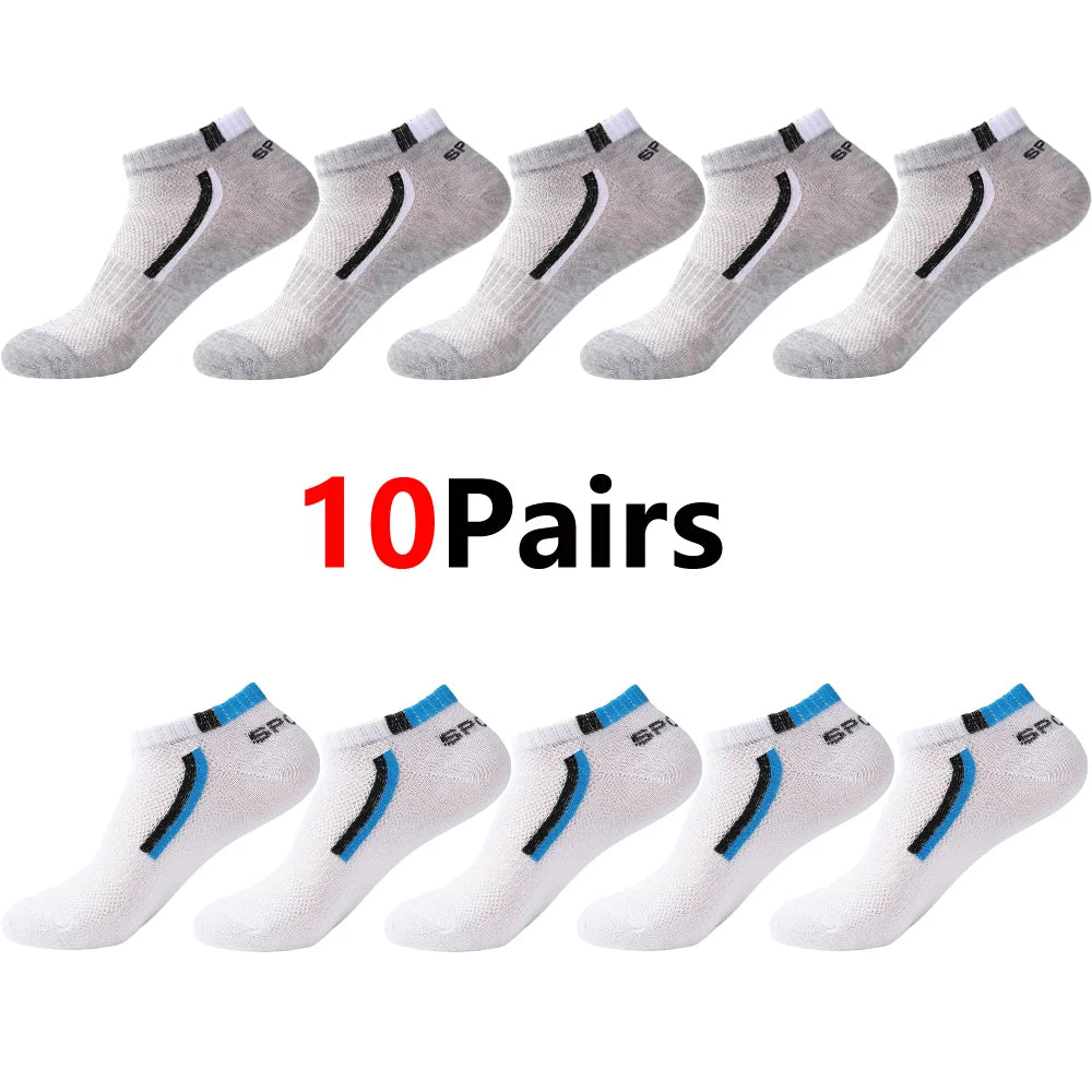 Men's Mesh Ankle Socks – 30-Pack Breathable Color-Block Sport Socks