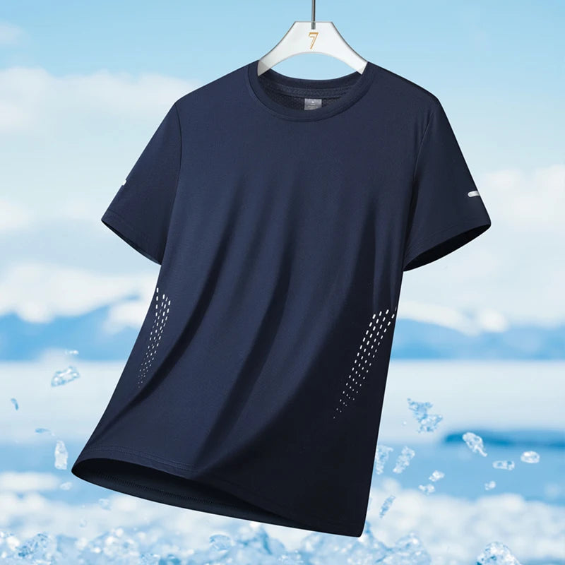 Men's Ice Silk Running T-Shirt – Quick-Dry Breathable Sports Tee (M–5XL)