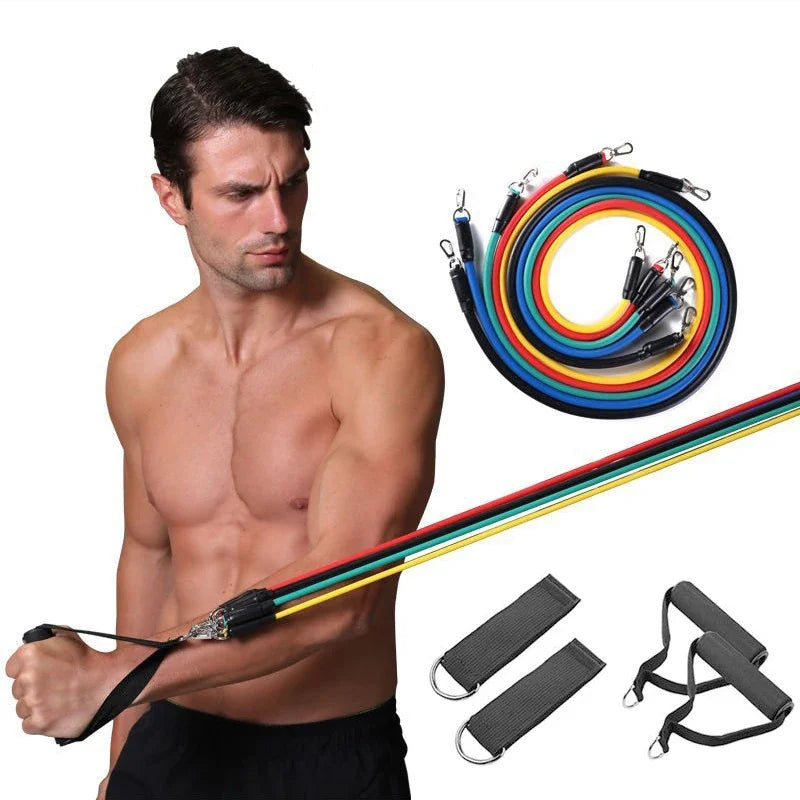 11-Piece TPE Resistance Band Set – Pull Rope Kit with Door Anchor, Handles, Ankle Straps & Carry Bag