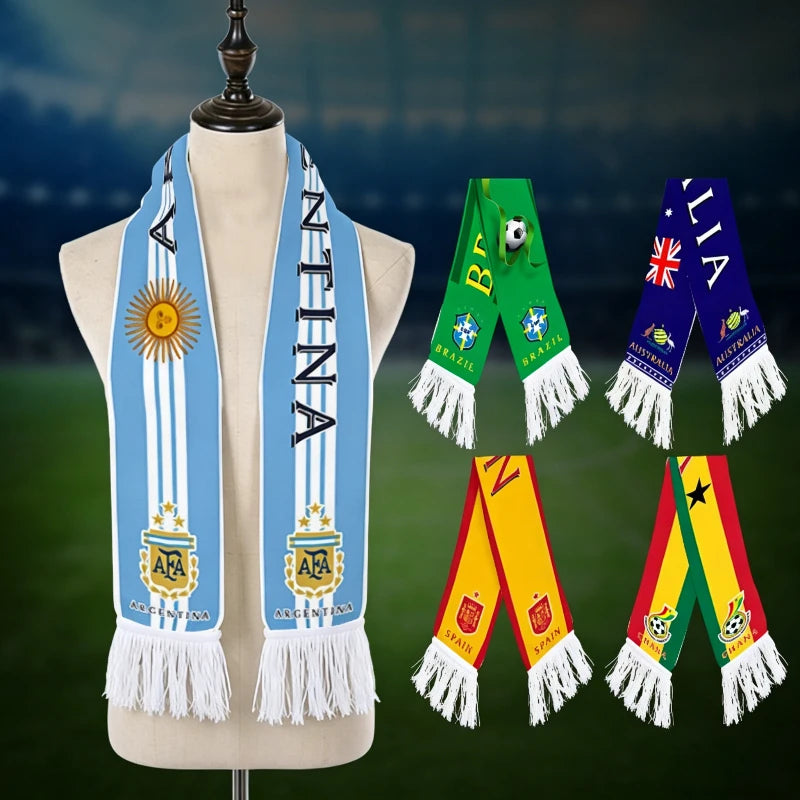 FIFA World Cup 2026 Fan Scarf – Choose Your Country | Flannel Tassel Supporter Scarf