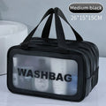 Dry-Wet Separation Cosmetic Bag – Transparent PU Travel & Gym Organizer