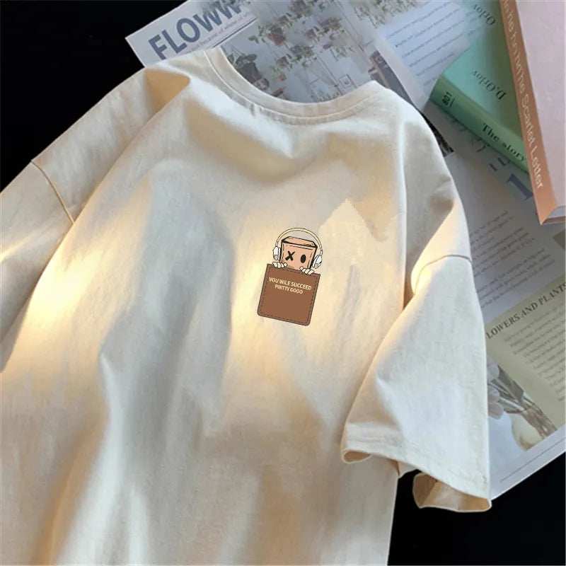 Oversized Vintage Print T-Shirt for Men | Casual Short Sleeve Cotton Tee | S–5XL