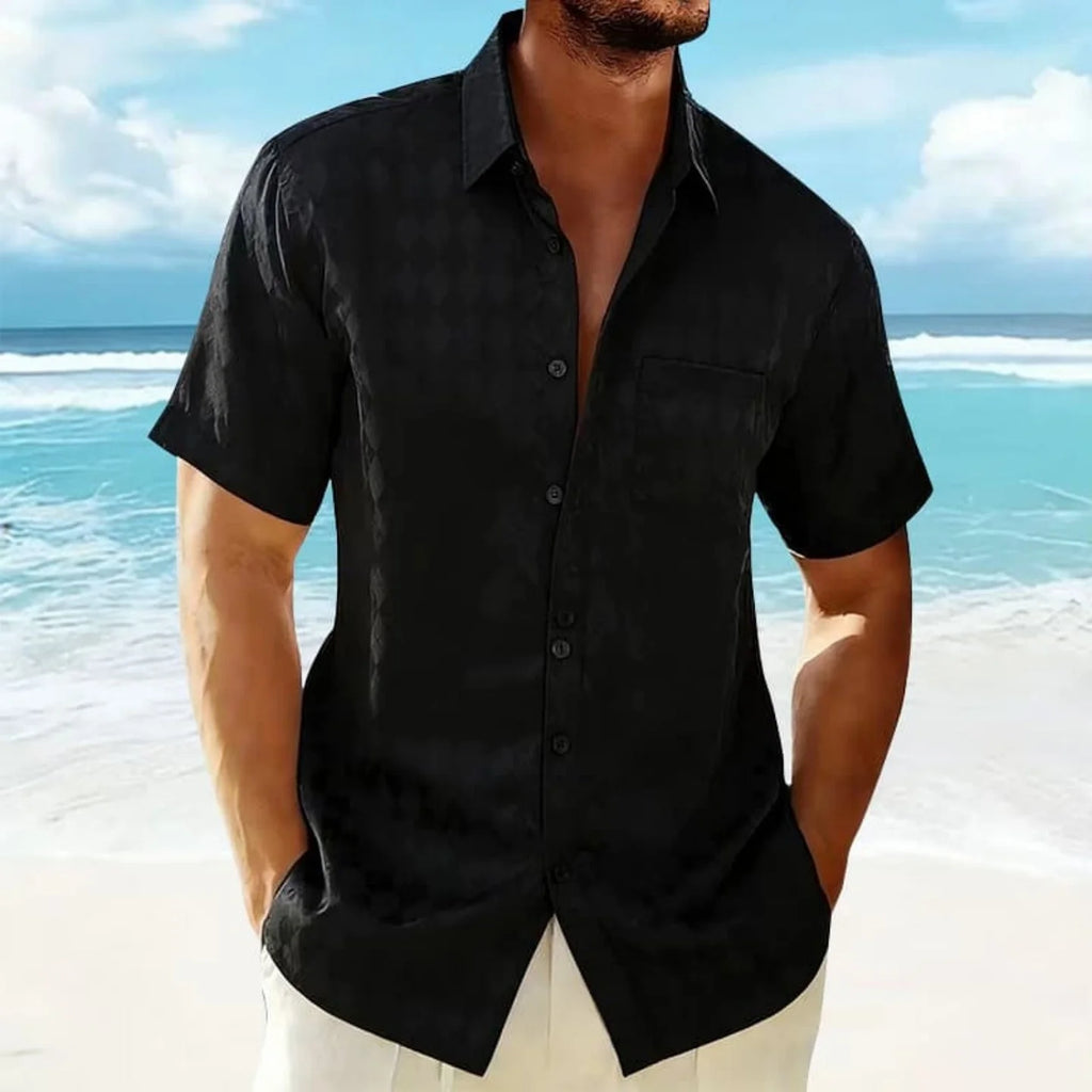 Men's Paisley Print Beach Shirt – Short Sleeve Button-Up Summer Top