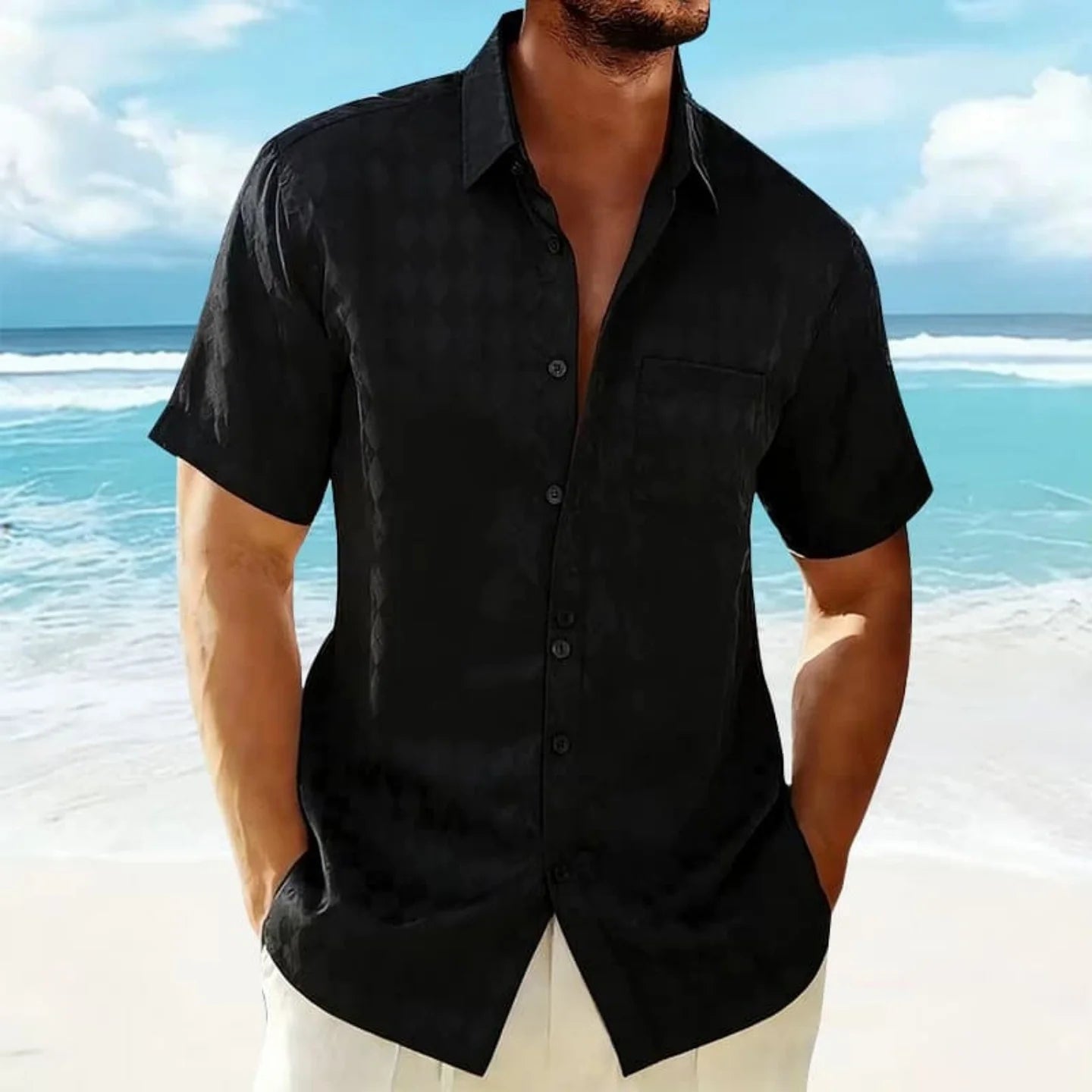 Men's Paisley Print Beach Shirt – Short Sleeve Button-Up Summer Top