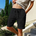 Men's Cotton Linen Beach Shorts | Casual Elastic Waist Summer Shorts
