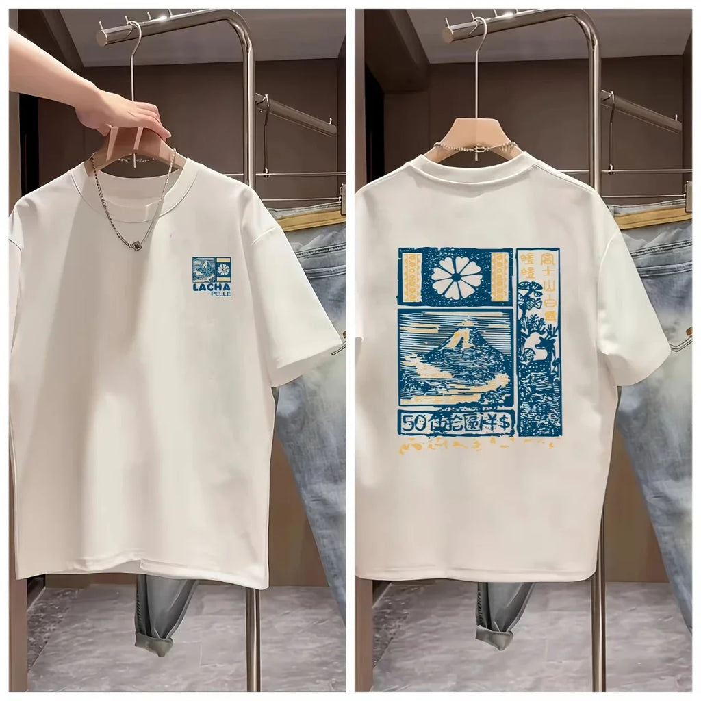 Men's Cherry Blossom Print Cotton T-Shirt
