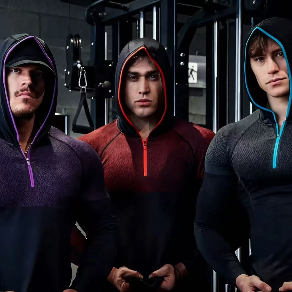 SHARK ONYX 5.0 Men's Hooded Compression Base Layer – Long Sleeve GYM Fitness Top