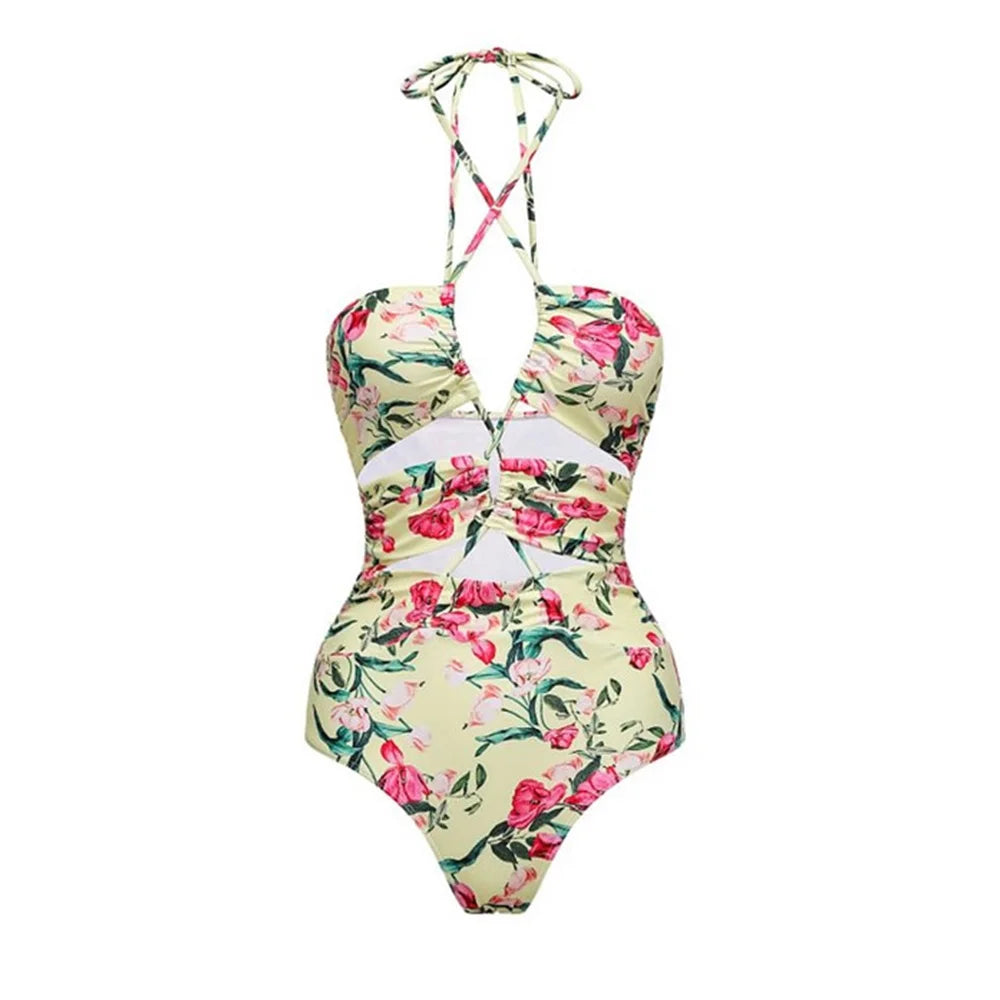 Women's One-Shoulder Swimsuit & Cover-Up Set – Sexy Floral Print Beachwear, Push-Up Bikini & Bodysuit (S-XL)