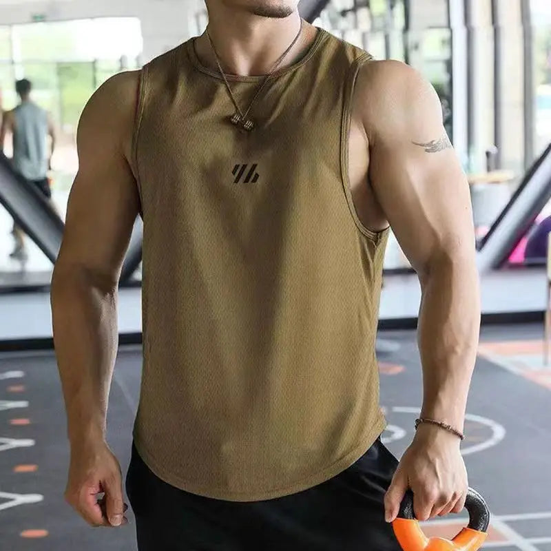 Men's Breathable Mesh Gym Tank Top – Sleeveless Fitness & Running Vest