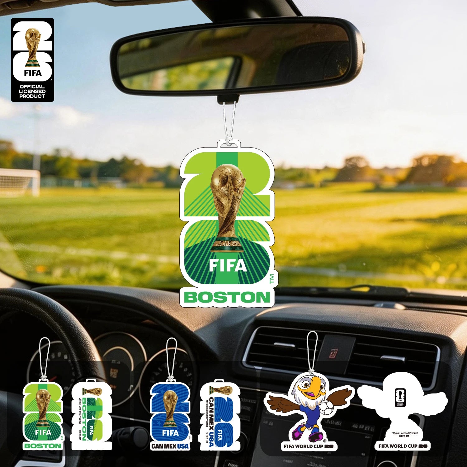 FIFA World Cup 2026 Car Air Freshener – Trophy, Mascot & Host City Designs | Long-Lasting Scent
