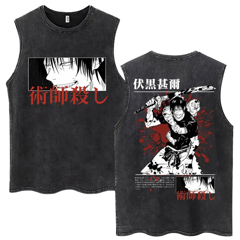 Jujutsu Kaisen Nanami Kento Anime Tank Top | Washed Graphic Sleeveless Tee