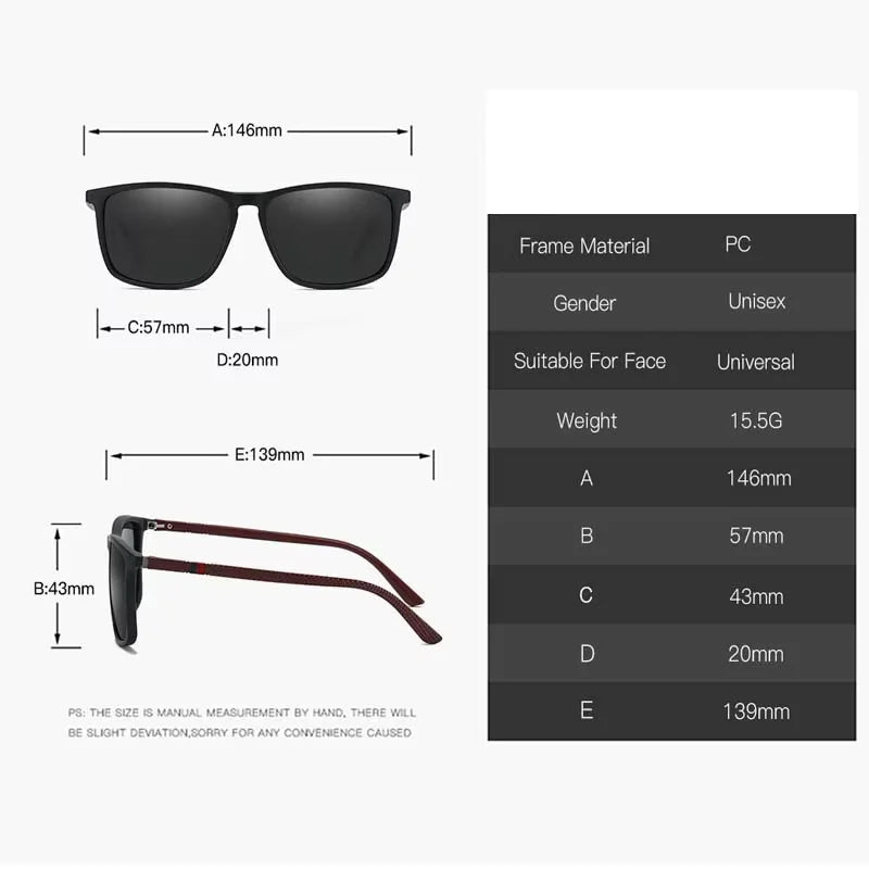 Polarized Vintage Square Sunglasses | TR90 Frame, Unisex Fashion Eyewear
