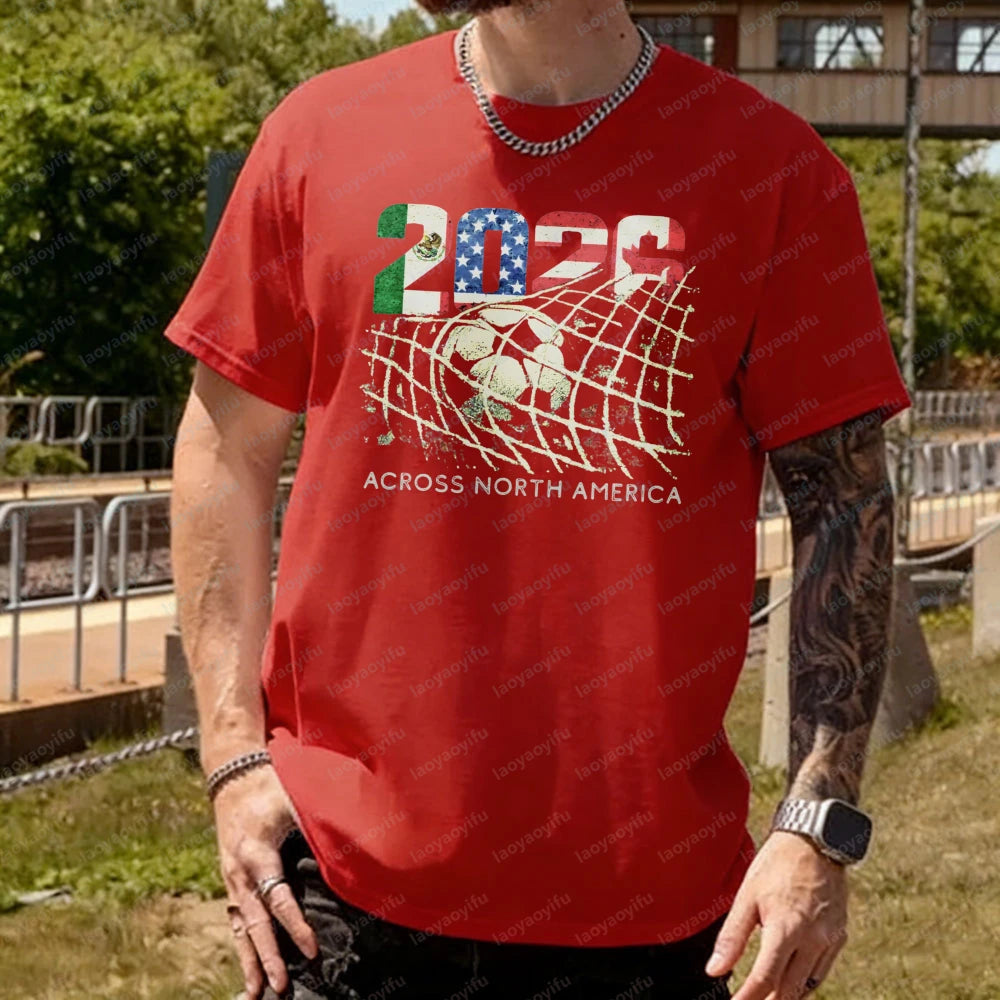 2026 World Cup Soccer T-Shirt | Goal Net Graphic Fan Tee USA, Mexico & Canada