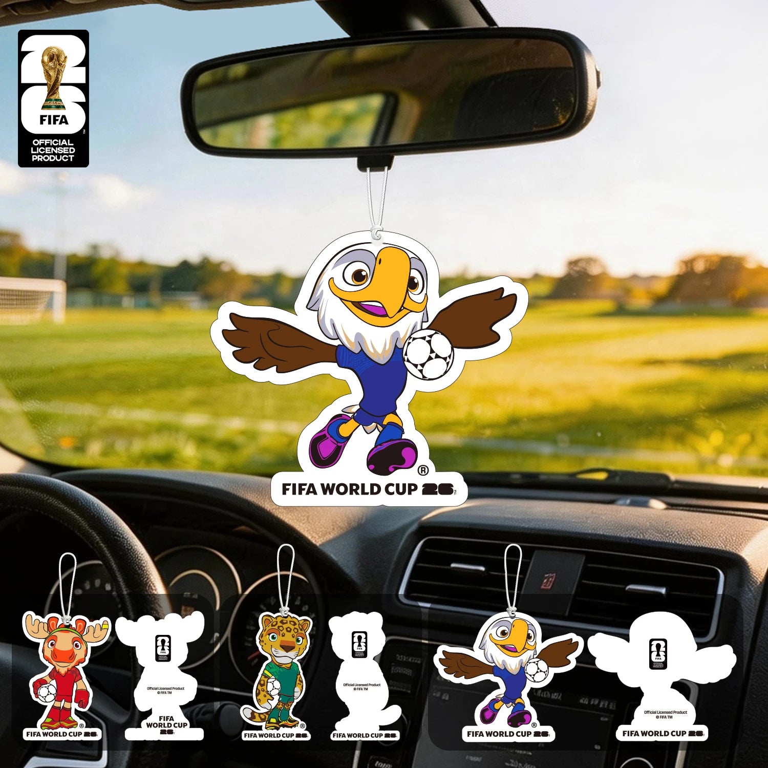 FIFA World Cup 2026 Car Air Freshener – Trophy, Mascot & Host City Designs | Long-Lasting Scent