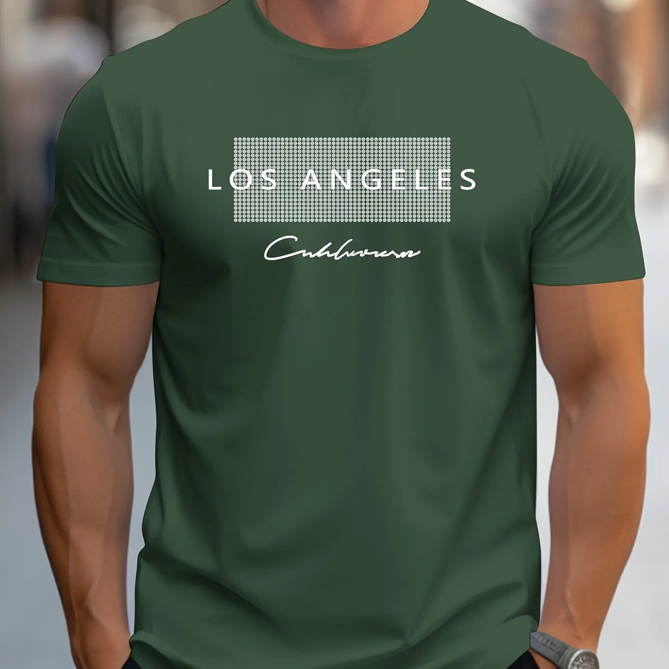 Men's 100% Cotton Los Angeles Graphic T-Shirt – Loose Fit, Breathable, Short Sleeve Casual Tee