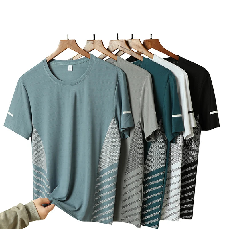 Men's Ice Silk Running T-Shirt – Quick-Dry Breathable Sports Tee (M–5XL)