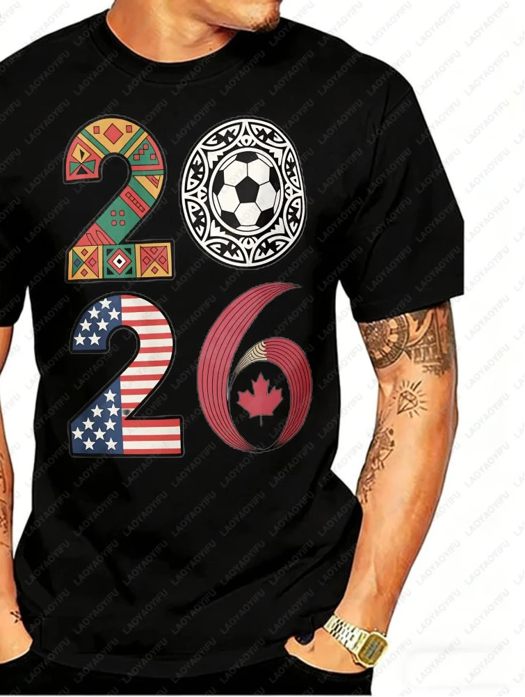 2026 World Cup Soccer Graphic Tee – USA, Canada & Mexico Cotton Shirt