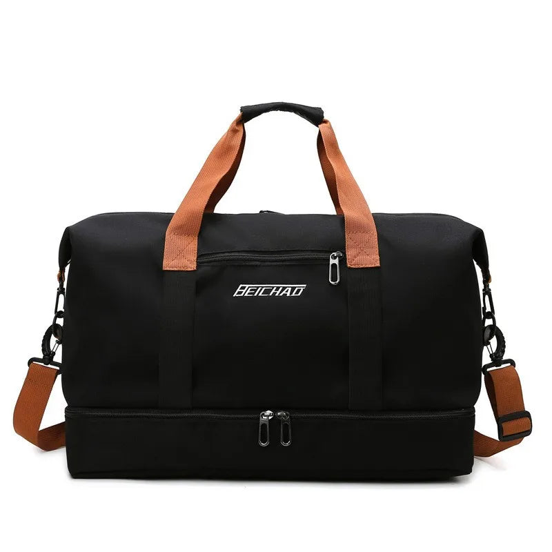 Women's Waterproof Gym & Travel Duffle Bag – Shoe Pocket, Wet/Dry Separation & Trolley Sleeve