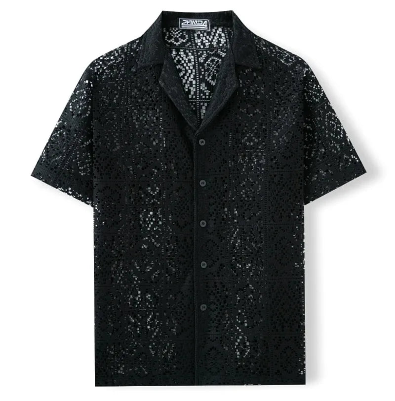 Men's See-Through Mesh Shirt – Breathable Casual Top for Beach & Nightlife