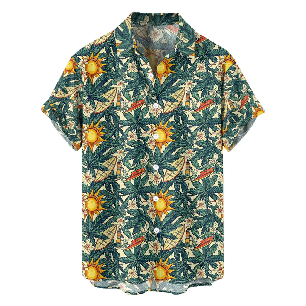 Men's Hawaiian Beach Shirt – Short Sleeve Button-Up Casual Top