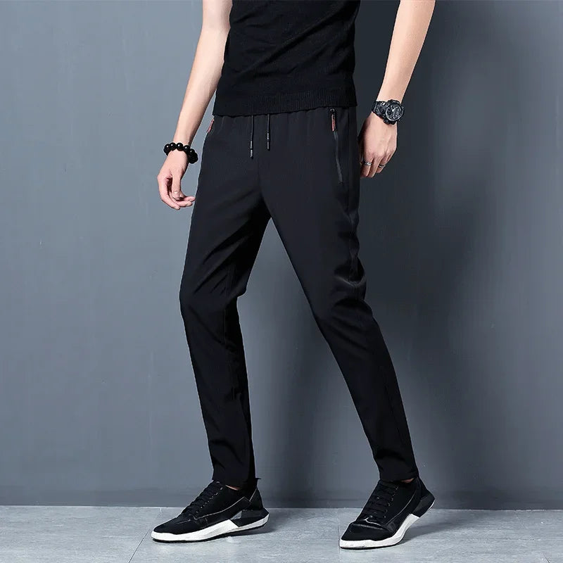 Men's Slim Fit Jogger Pants – Elastic Waist, Korean Style, Available in Plus Sizes