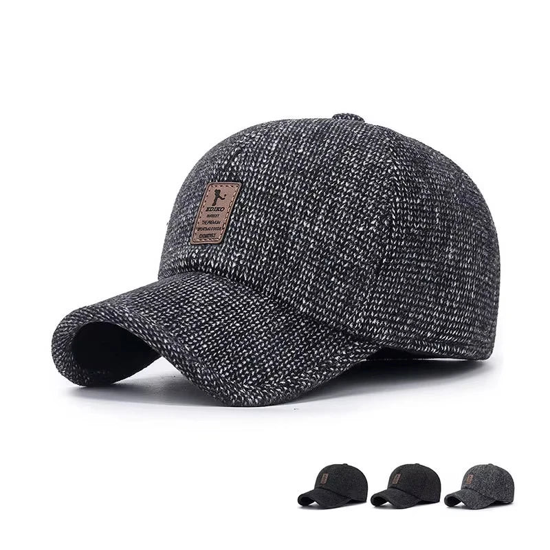Men's Baseball Cap with Earmuffs – Windproof Warm Adjustable Winter Hat