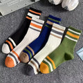 Men's Colorful Striped Socks – 5-Pack Breathable All-Season Sport Socks