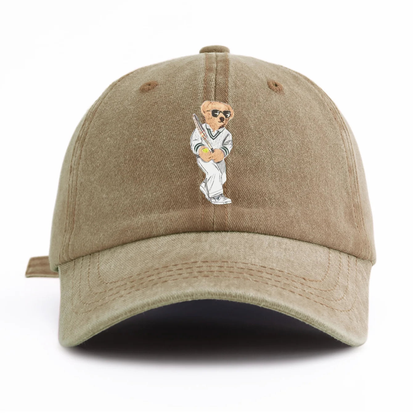 Bear Print Washed Baseball Cap