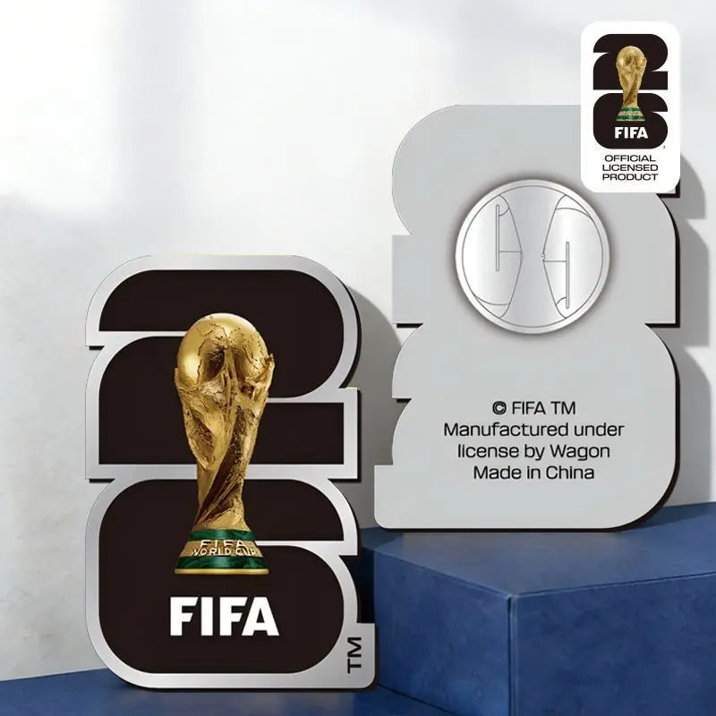 FIFA World Cup 2026 Official Emblem Badge Pin – Black & Silver Souvenir for USA, Canada & Mexico Fans