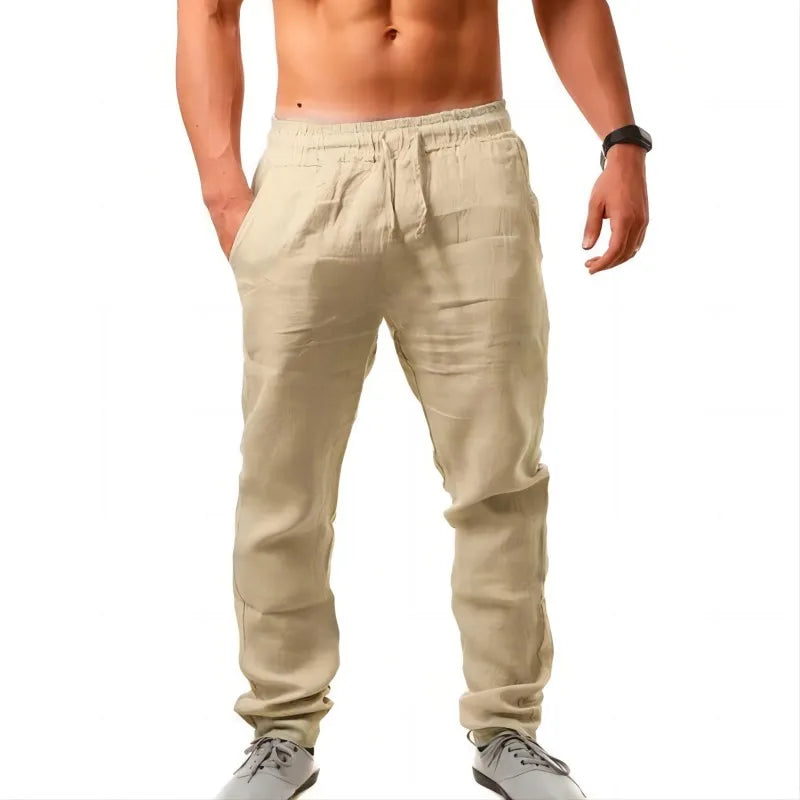 Men's Linen Cotton Casual Pants – Loose Fit, Breathable & Lightweight