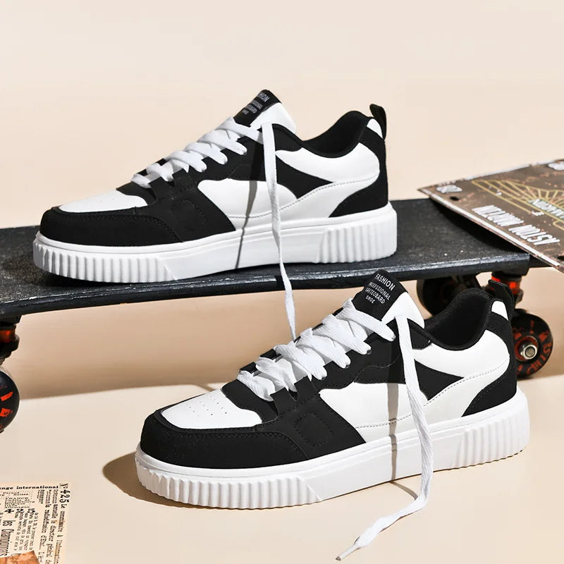 Men's Retro Checkered Skate Shoes – Low-Top Casual Sneakers