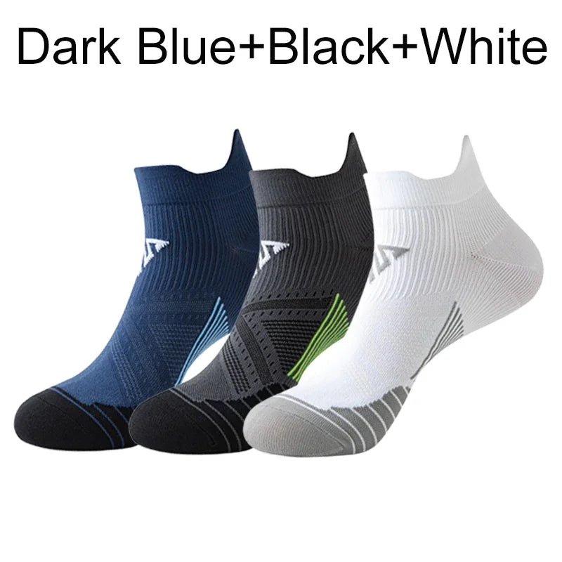 Marathon Running Socks – 3-Pack Cushioned Low-Cut Ankle Sport Socks