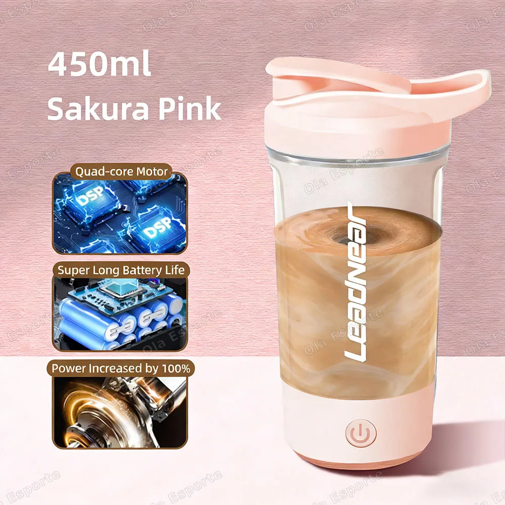 Electric Self-Stirring Shaker Bottle – USB Rechargeable Protein & Milkshake Mixing Cup (400–500ml)