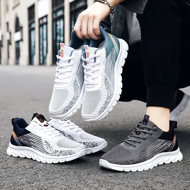 Men's Air Mesh Lace-Up Sneakers | Breathable Casual Running Shoes