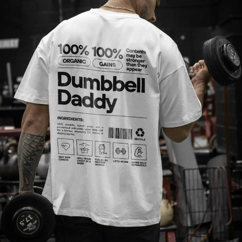 Dumbbell Graphic Gym T-Shirt – Cotton Training Tee for Men & Women