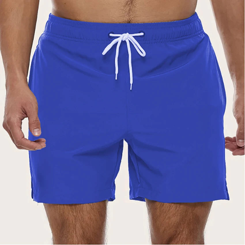 Men's Swim Trunks – Elastic Waist Beach Shorts with Mesh Lining & Drawstring