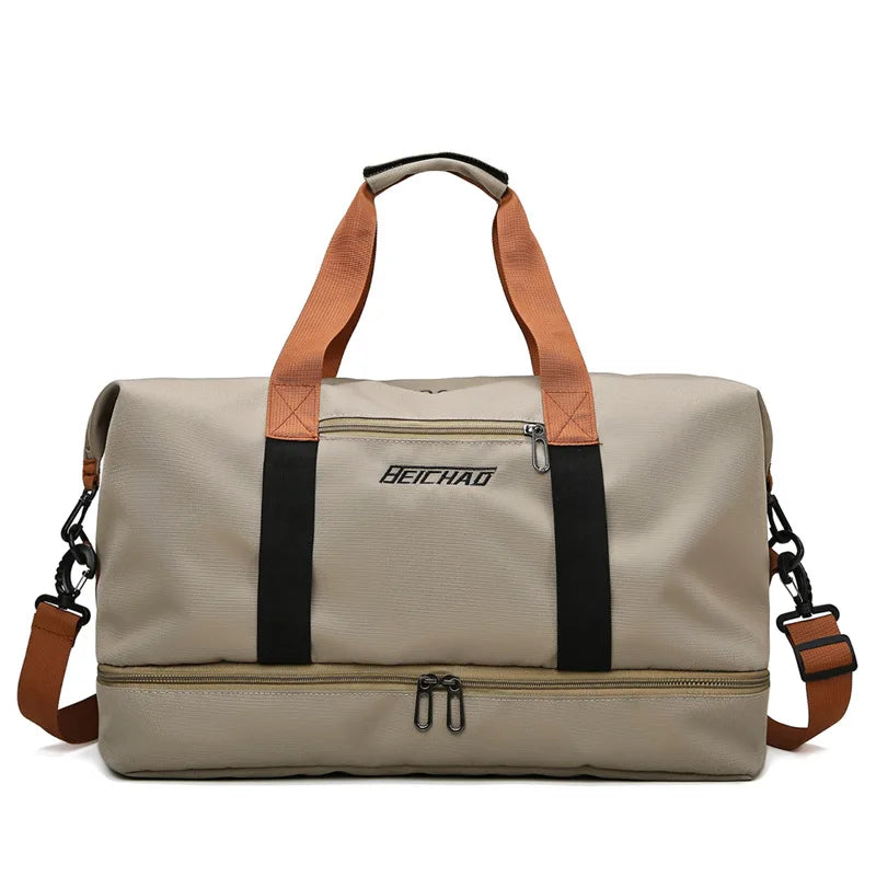 Women's Gym & Travel Duffle Bag – Waterproof Nylon Sports Bag with Shoe Pocket & Wet/Dry Separation