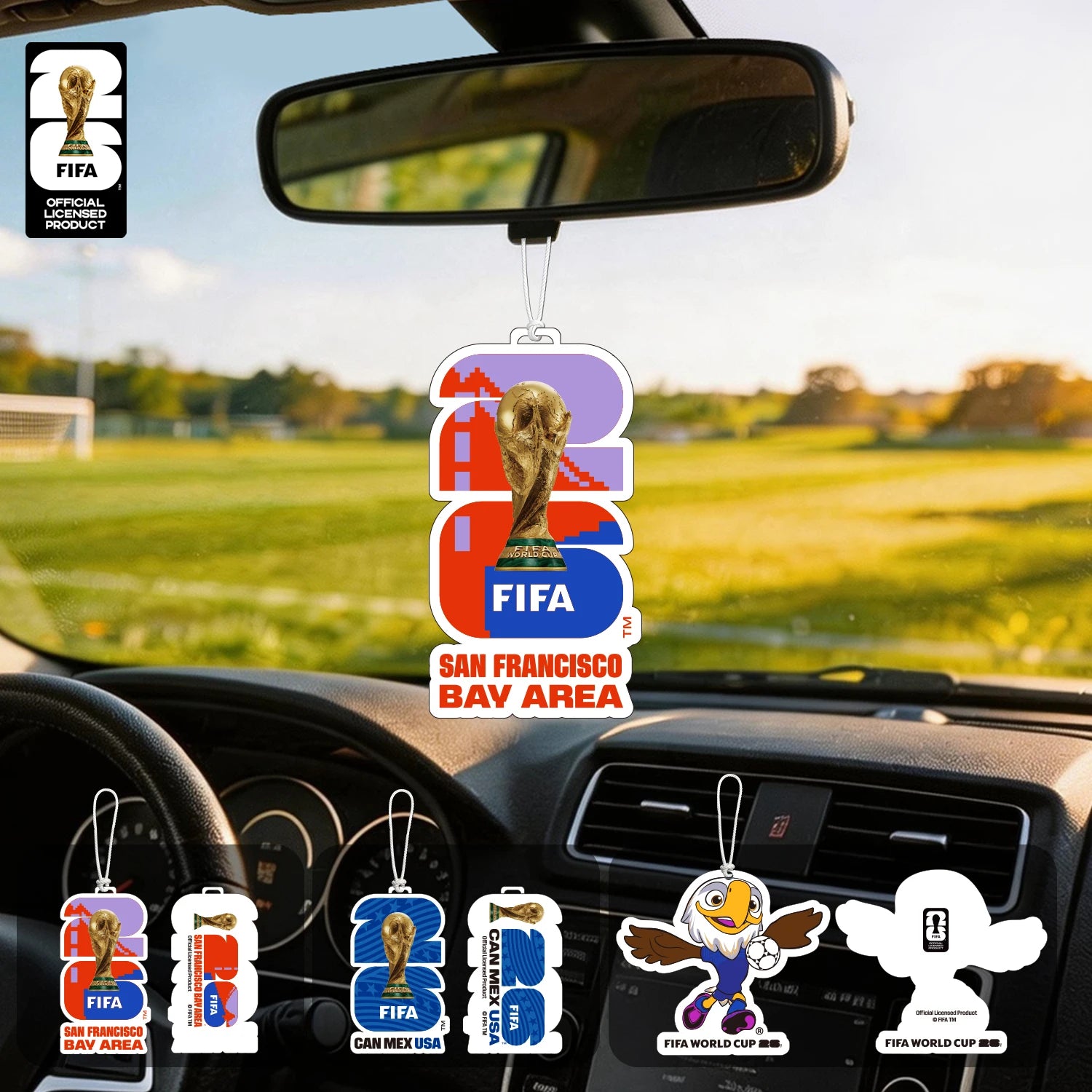 FIFA World Cup 2026 Car Air Freshener – Trophy, Mascot & Host City Designs | Long-Lasting Scent