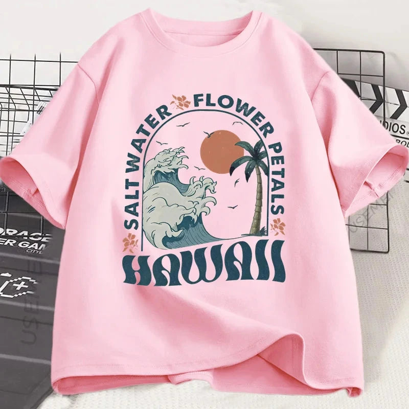 Hawaii Beach Graphic T-Shirt – Cotton Short Sleeve Tee for Men & Women | Summer Vacation Vibes