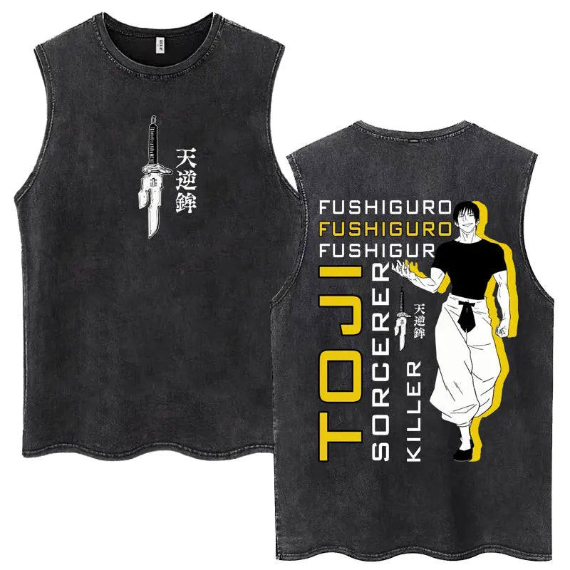 Jujutsu Kaisen Nanami Kento Anime Tank Top | Washed Graphic Sleeveless Tee